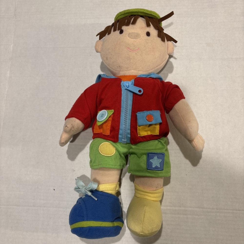 One Step Ahead Plush Dress Up Boy Doll Learning Button Zipper 2009 teach Toy 15"